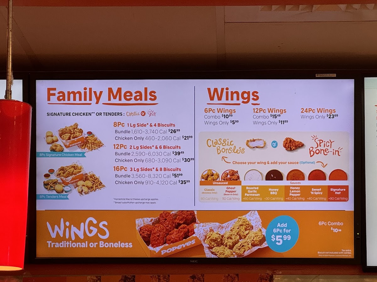 Popeyes Louisiana Kitchen Photo Menu 1