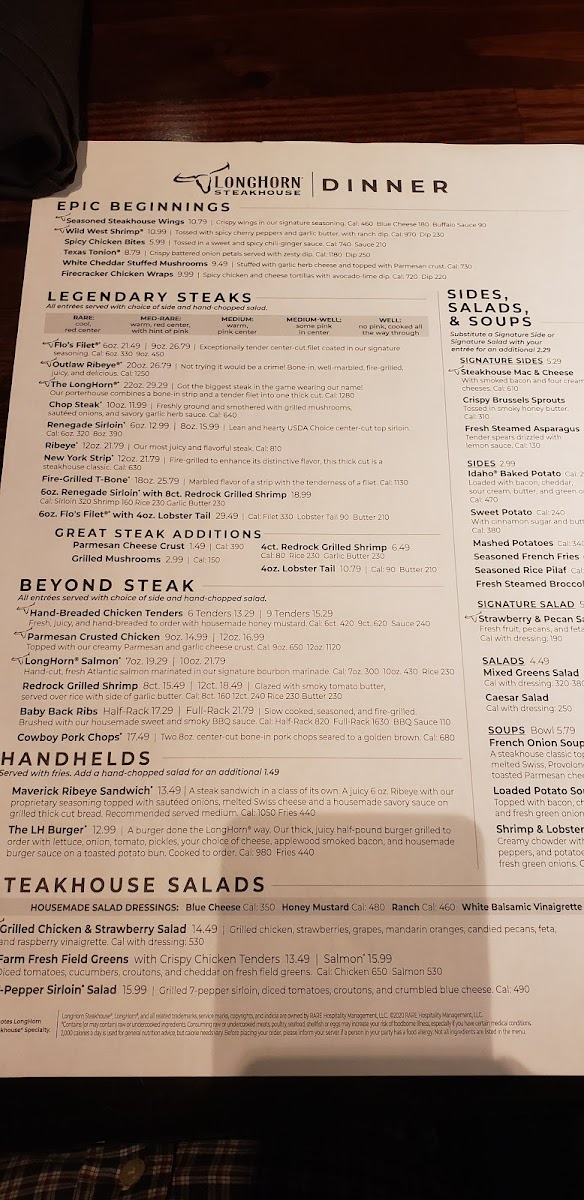 LongHorn Steakhouse Photo Menu 10