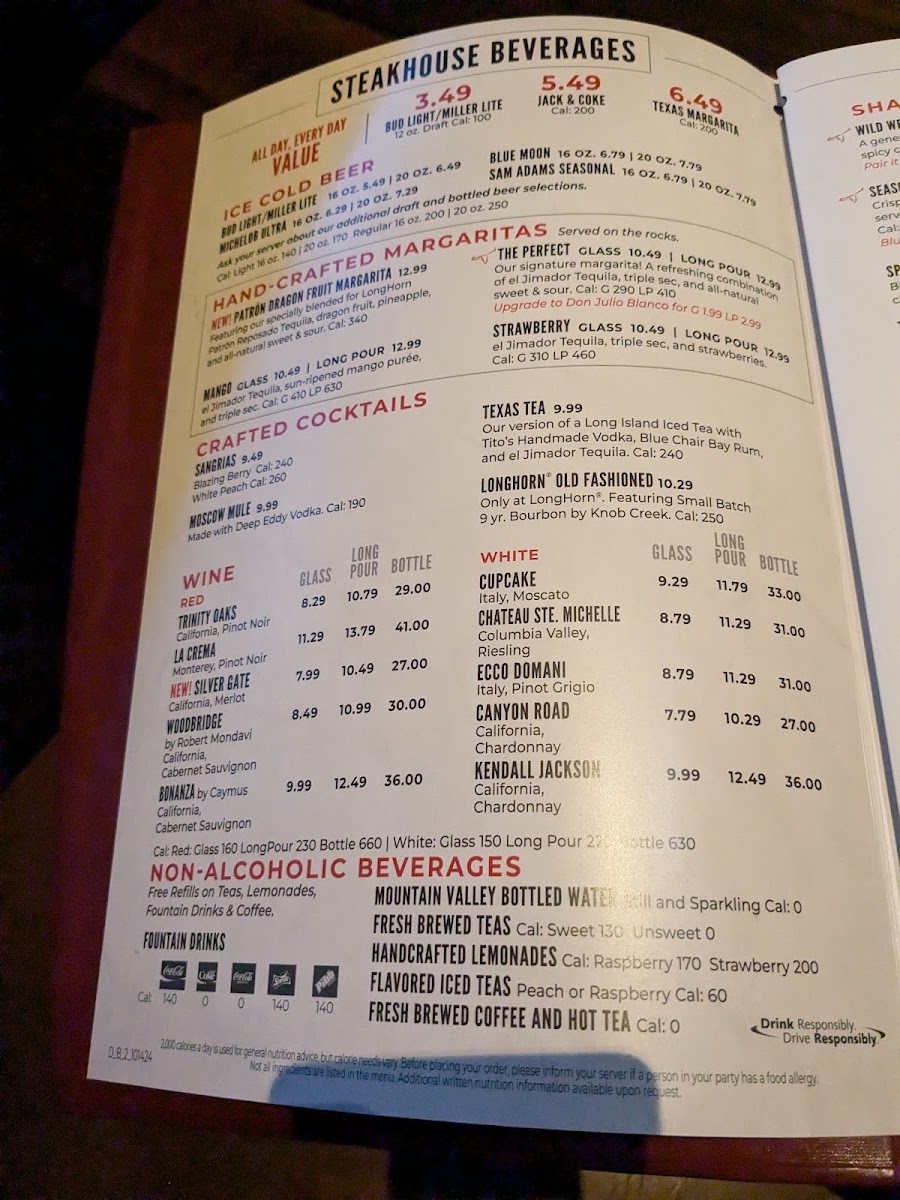 LongHorn Steakhouse Photo Menu 4