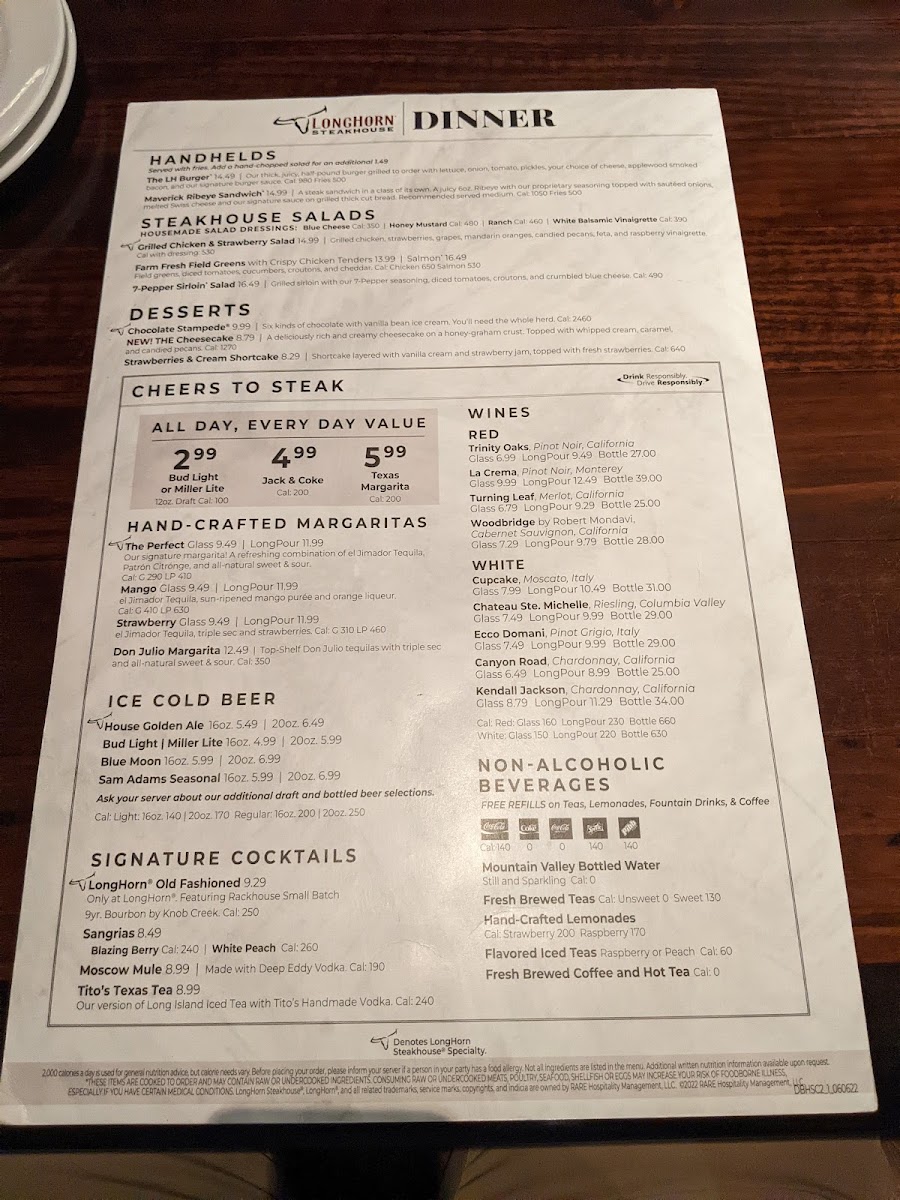 LongHorn Steakhouse Photo Menu 6
