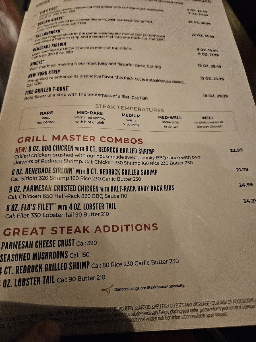 LongHorn Steakhouse Photo Menu 8
