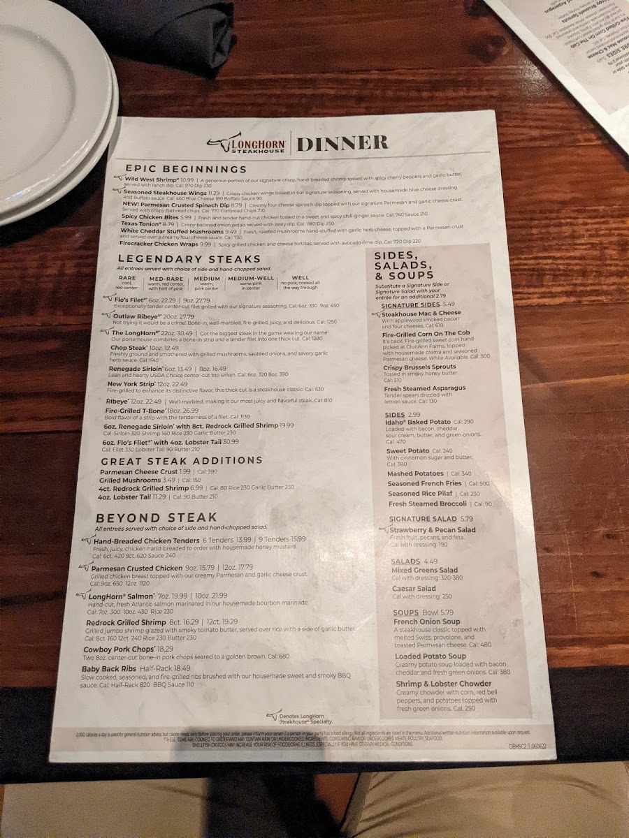 LongHorn Steakhouse Photo Menu 9