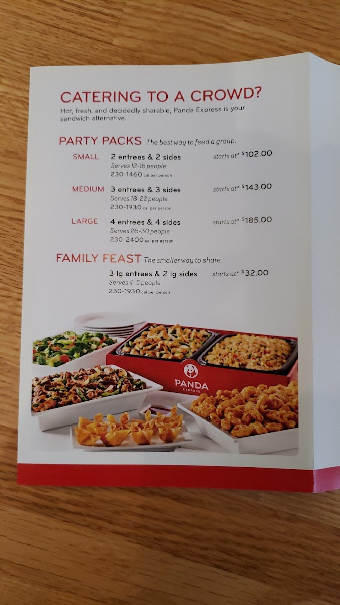 Panda Express Photo Menu 2