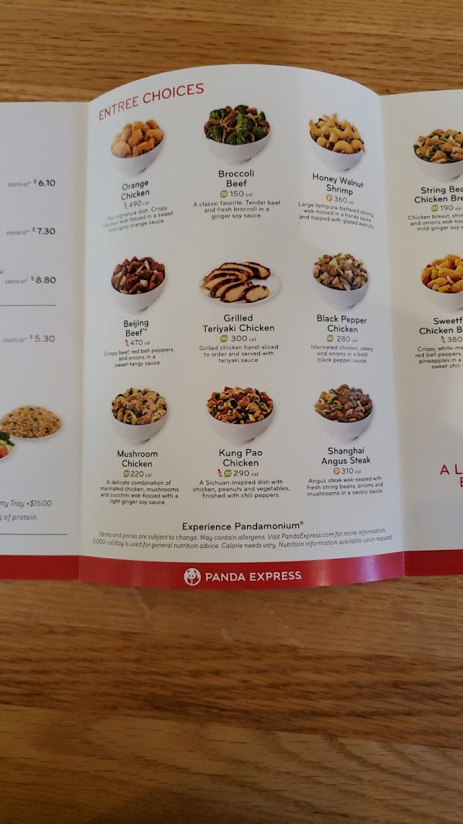 Panda Express Photo Menu 3