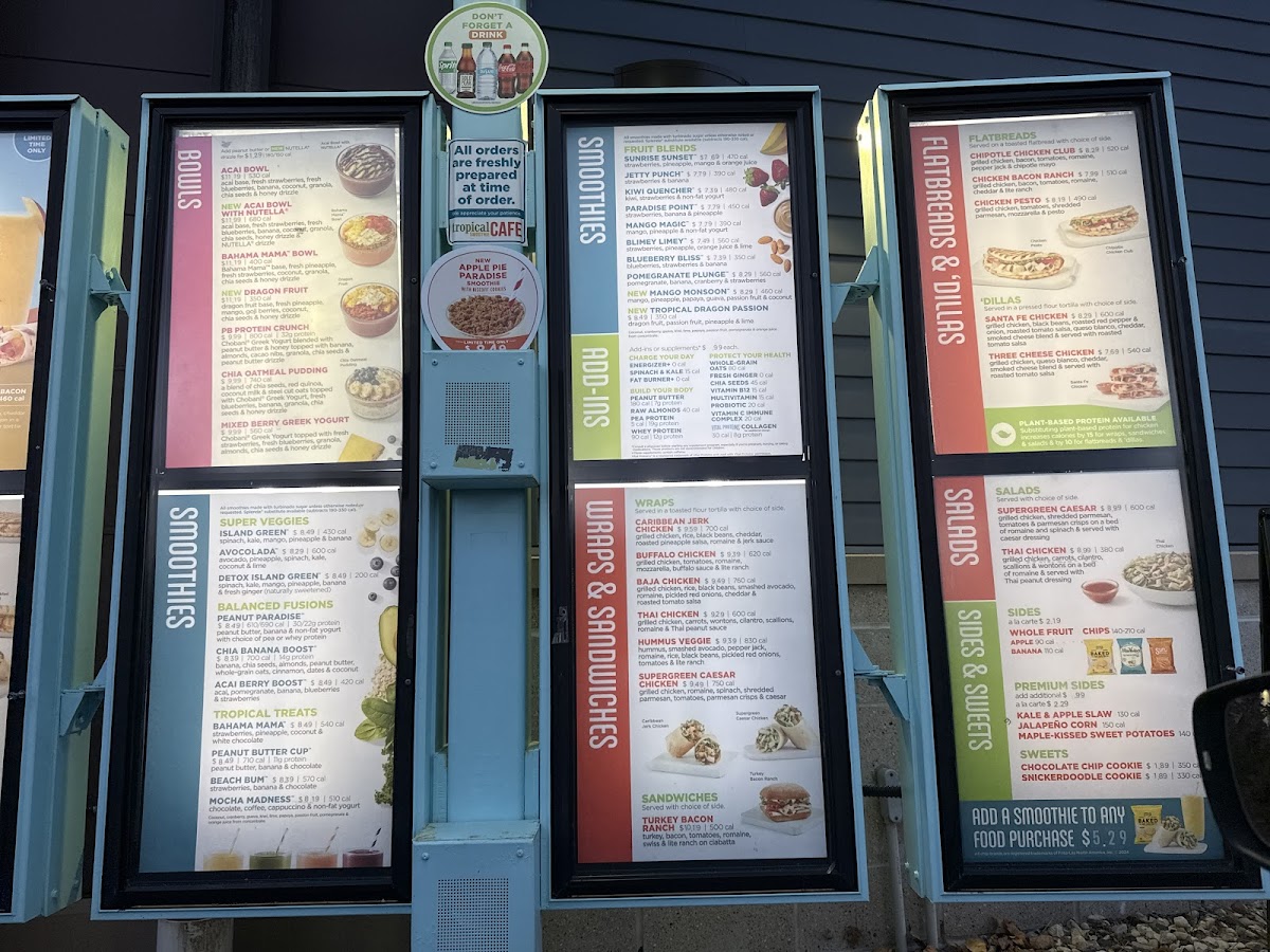 Tropical Smoothie Cafe Photo Menu 1
