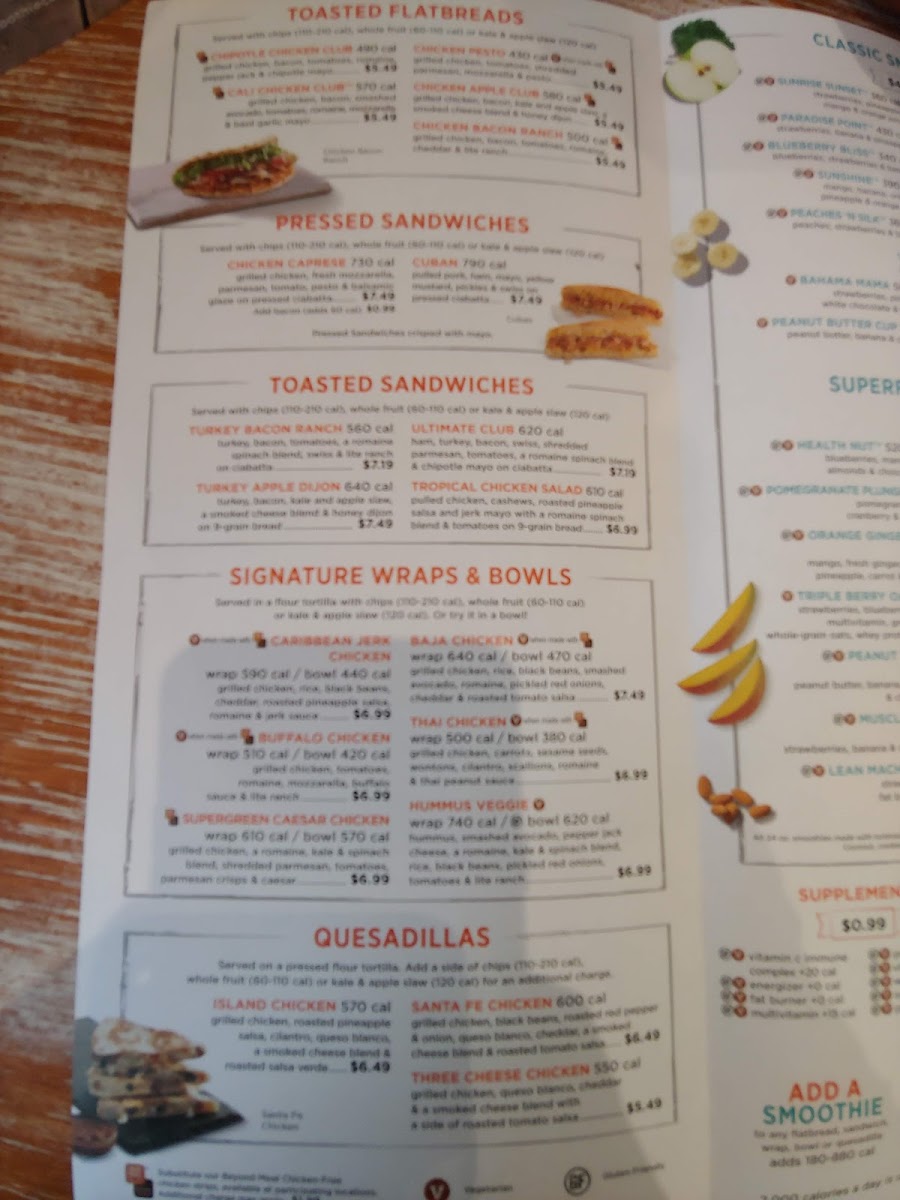Tropical Smoothie Cafe Photo Menu 2