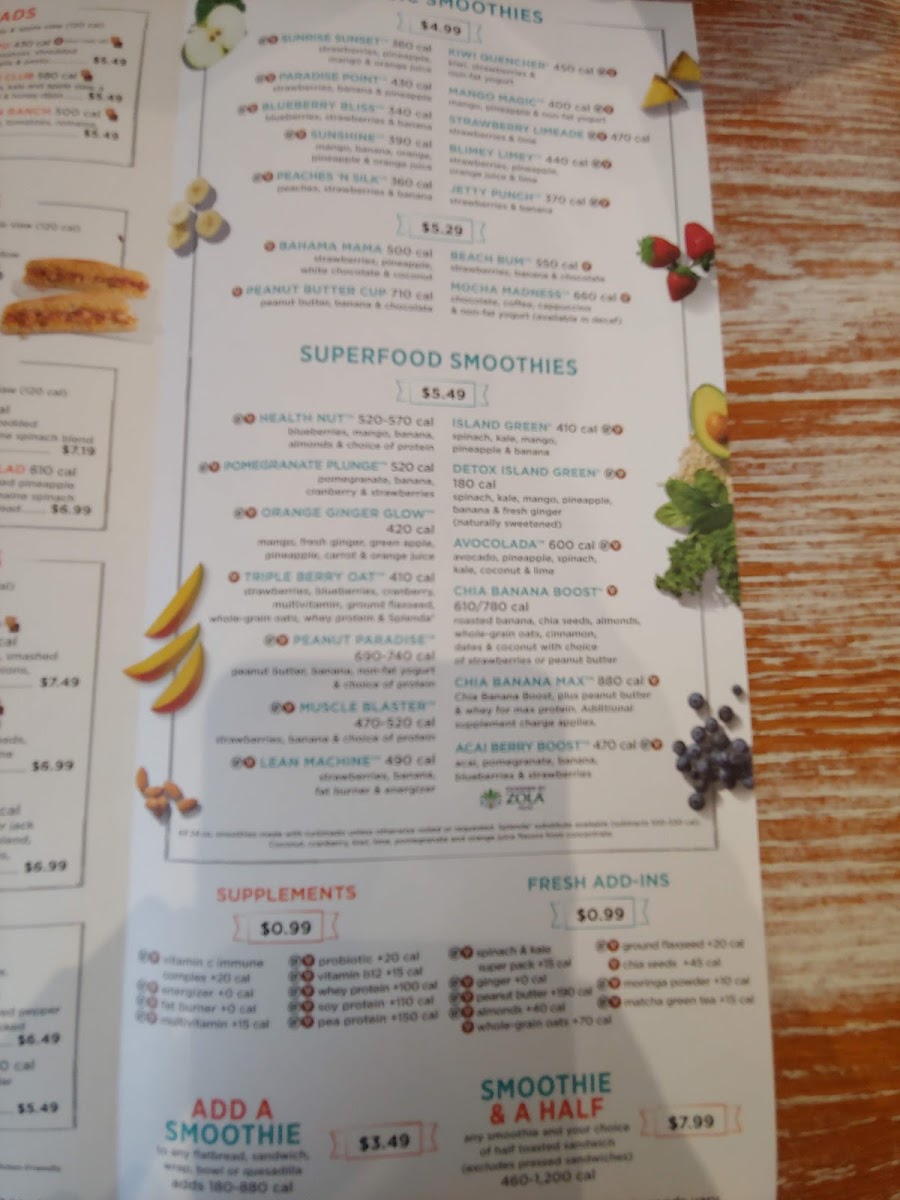 Tropical Smoothie Cafe Photo Menu 3