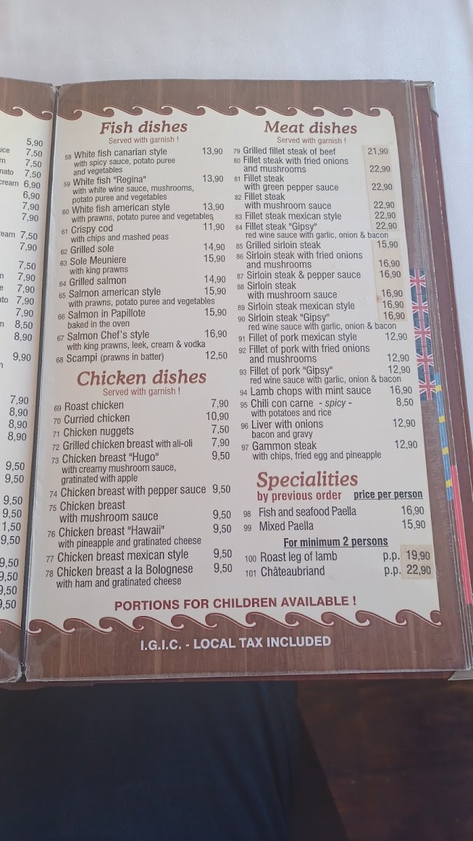 Torviscas Pool Bar / Restaurant Photo Menu 2