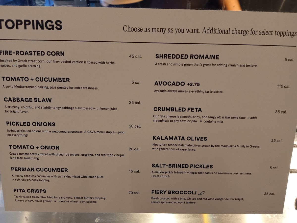 CAVA Photo Menu 1