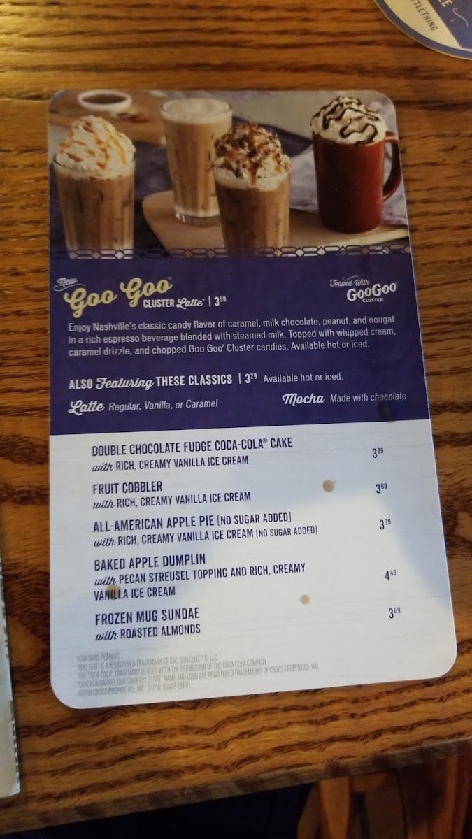 Cracker Barrel Old Country Store Photo Menu 6