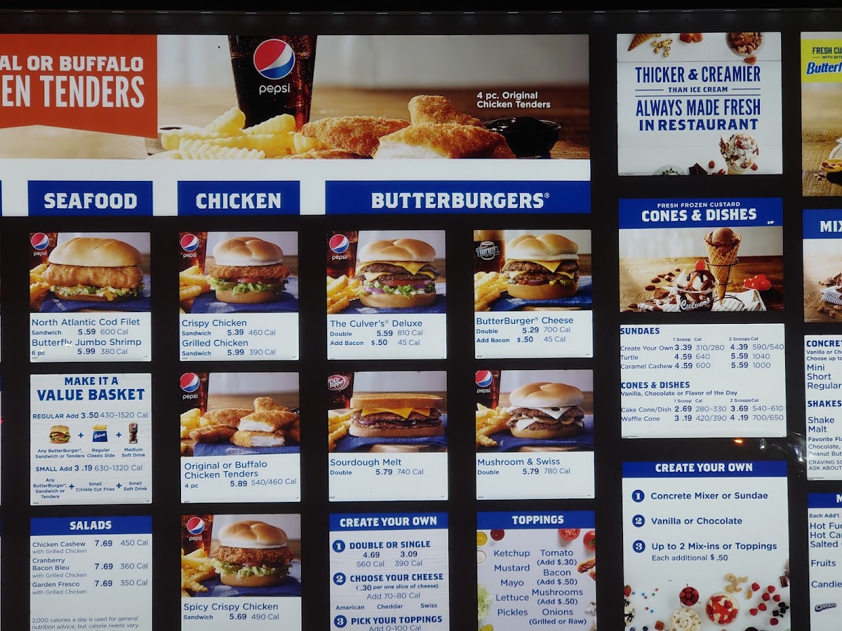 Culver’s Photo Menu 1