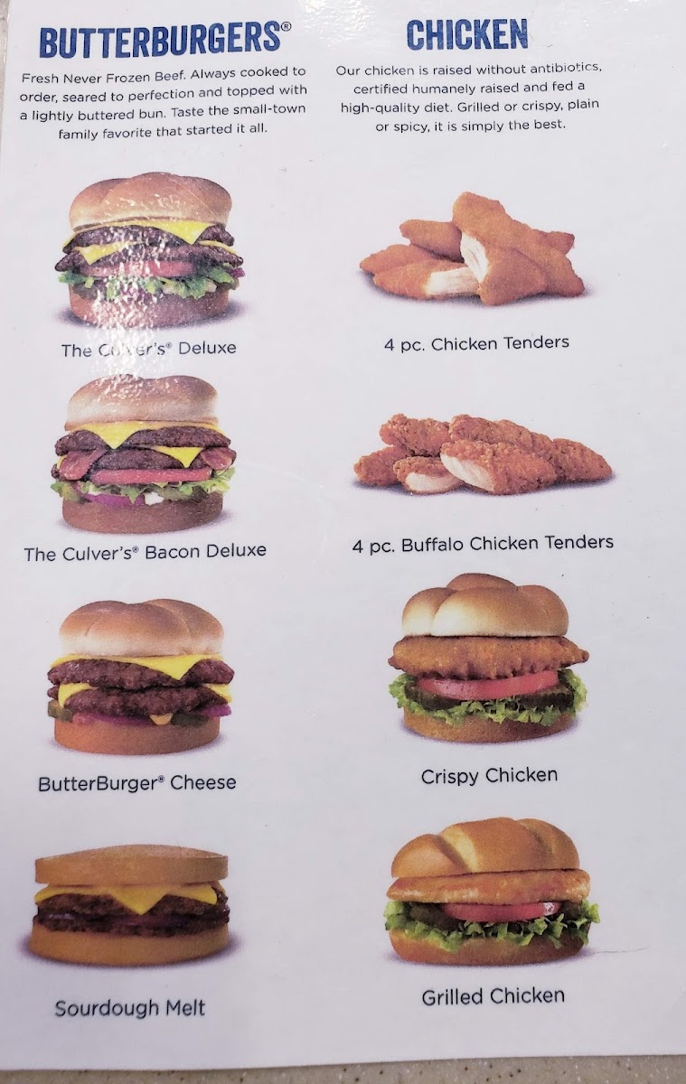 Culver’s Photo Menu 1