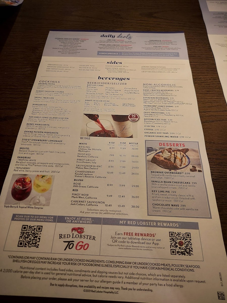 Red Lobster Photo Menu 6