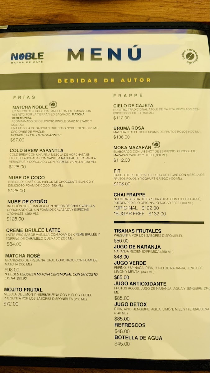 NOBLE Specialty coffee shop and restaurant Photo Menu 2