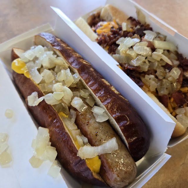 Bratwurst on Pretzel Bun