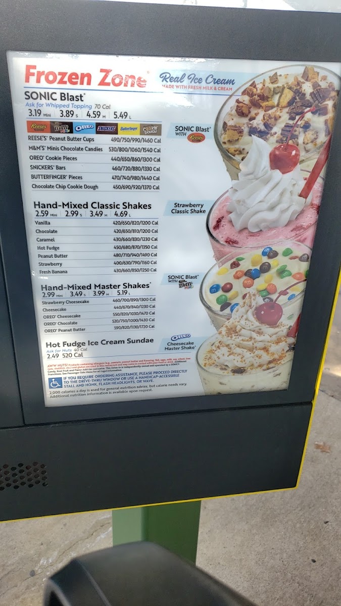Sonic Drive-In Photo Menu 1