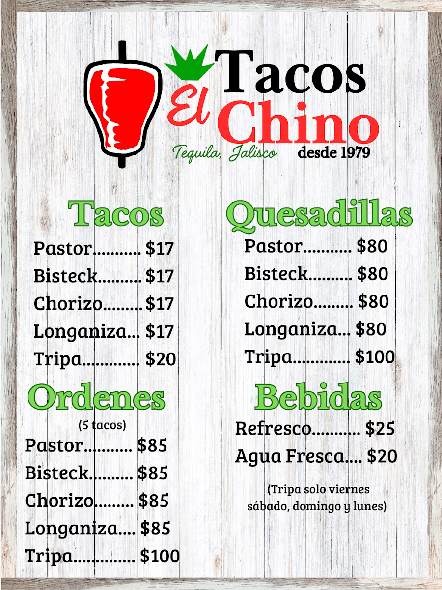 Tacos El Chino Photo Menu 1