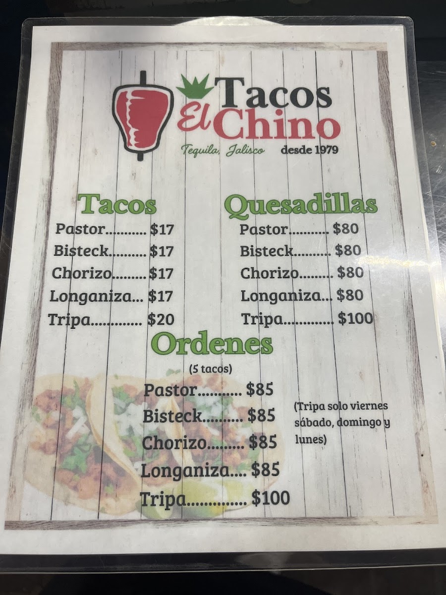 Tacos El Chino Photo Menu 2