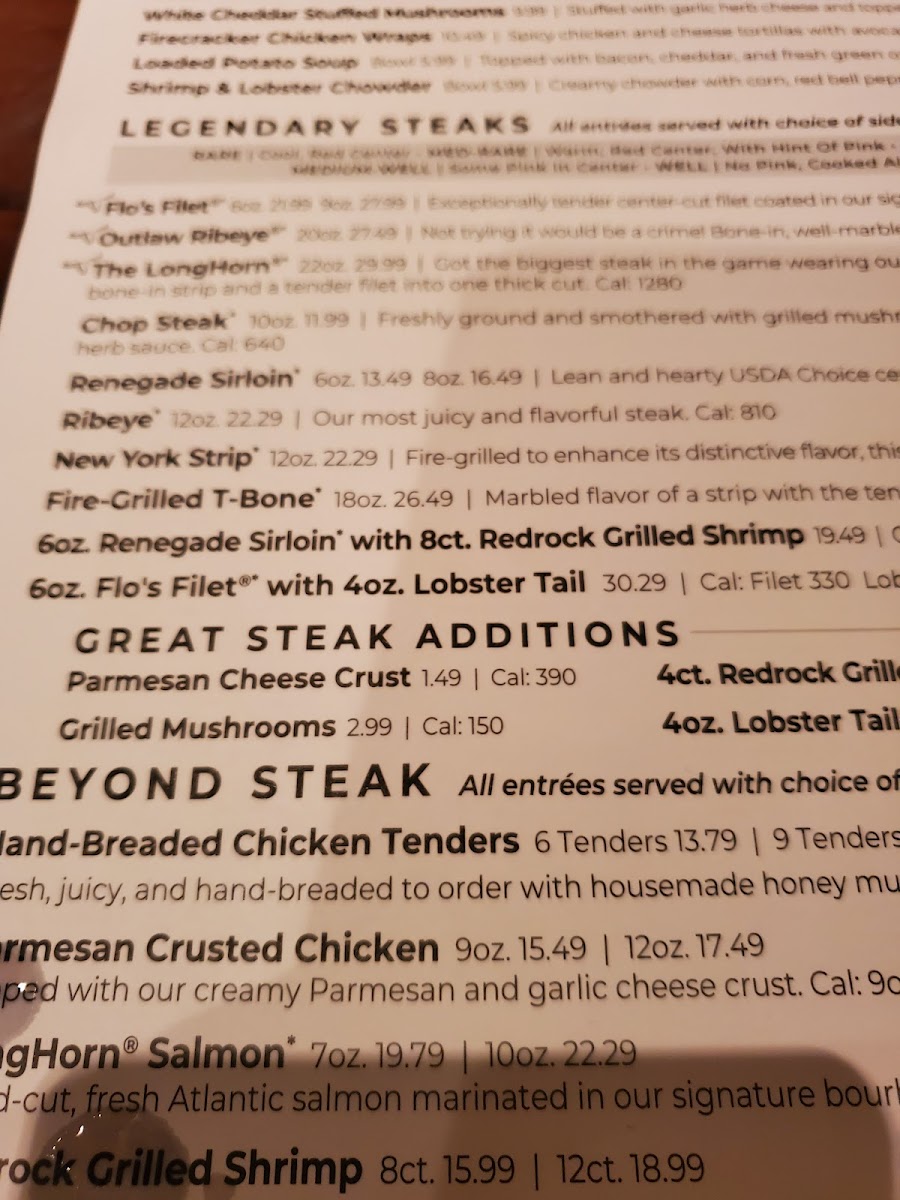 LongHorn Steakhouse Photo Menu 10