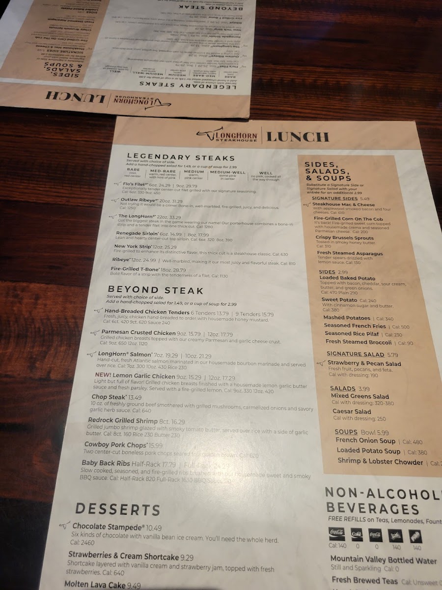 LongHorn Steakhouse Photo Menu 2