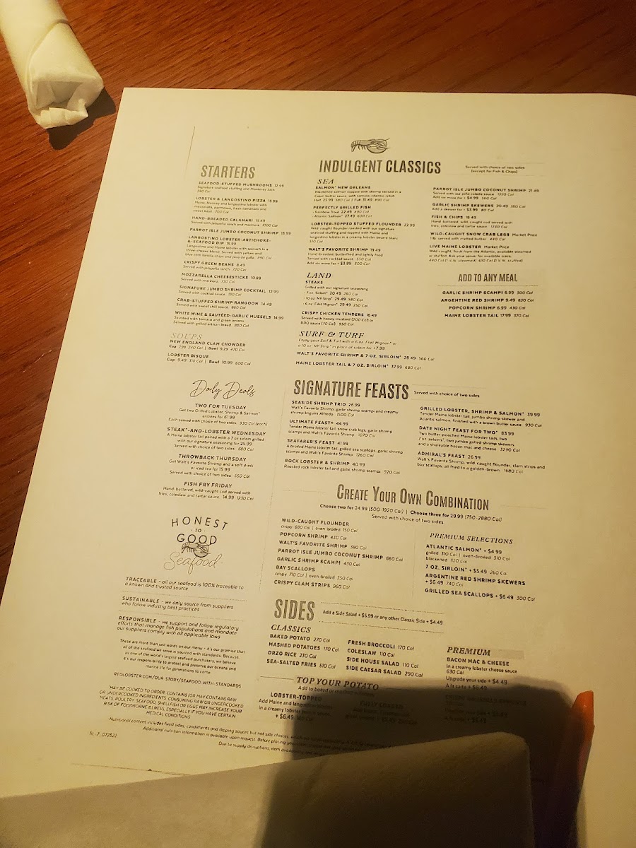 Red Lobster Photo Menu 3