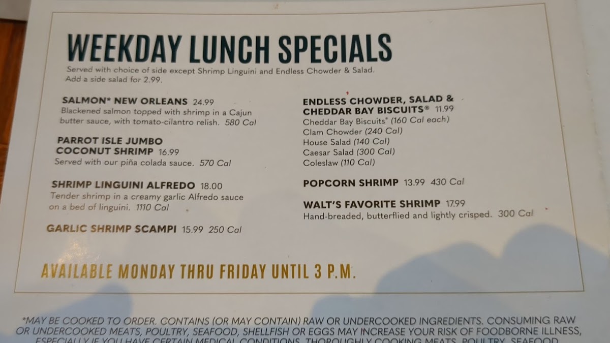 Red Lobster Photo Menu 4