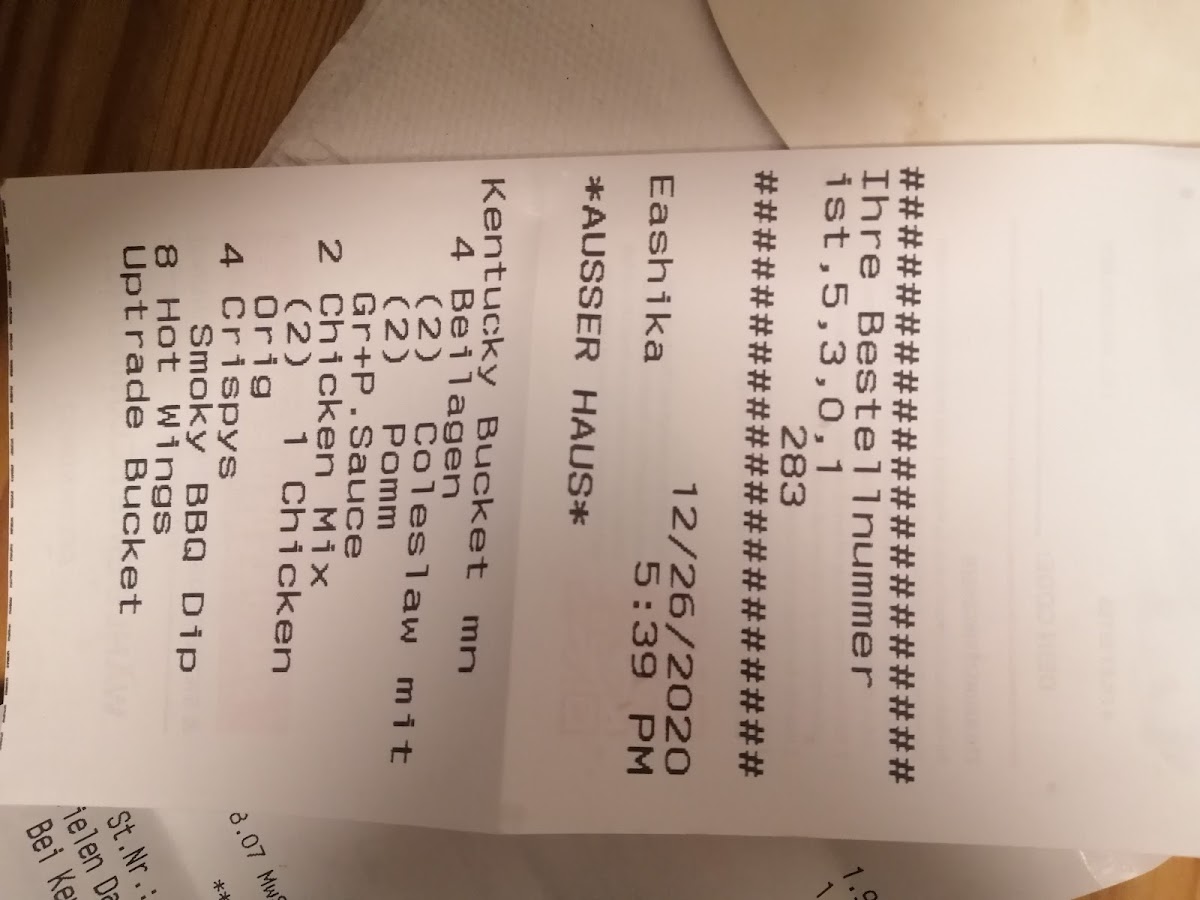 Kentucky Fried Chicken Photo Menu 9