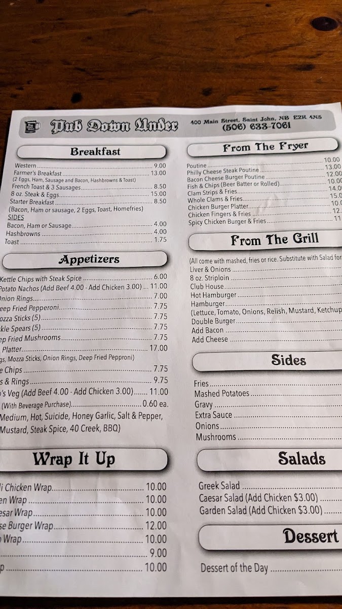 Pub Down Under Photo Menu 5
