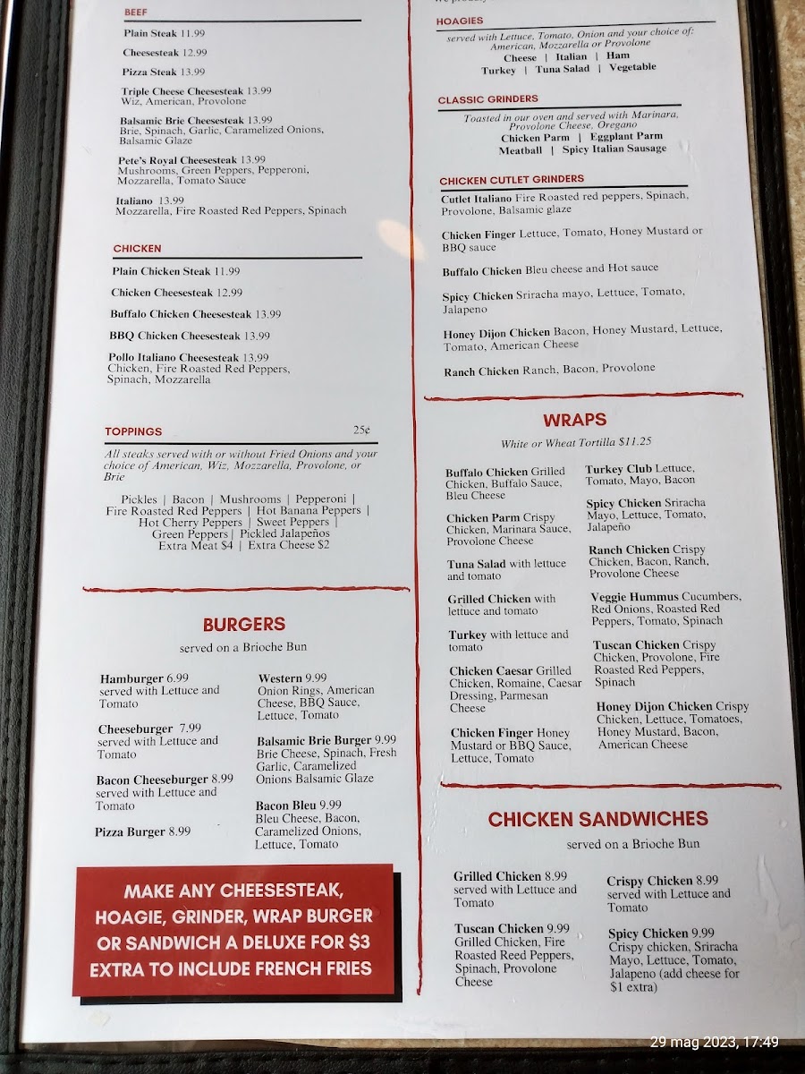 Pete's Famous Pizza Photo Menu 3