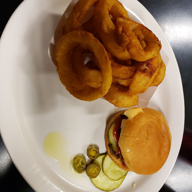 3 Single Sliders & Onion Rings