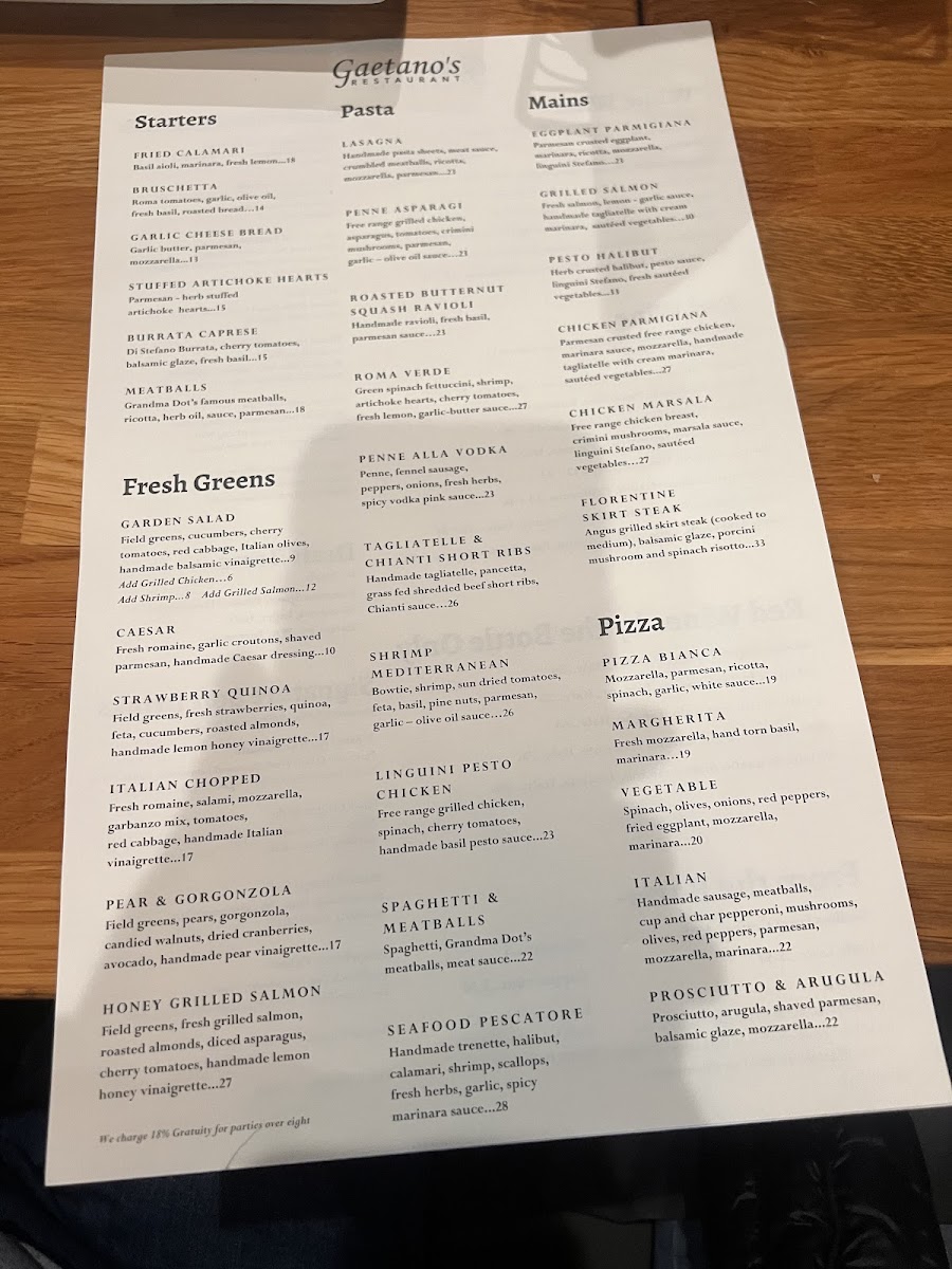 Gaetano's Restaurant Photo Menu 2