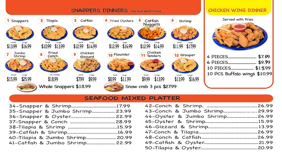 Snappers Fish And Chicken Photo Menu 1