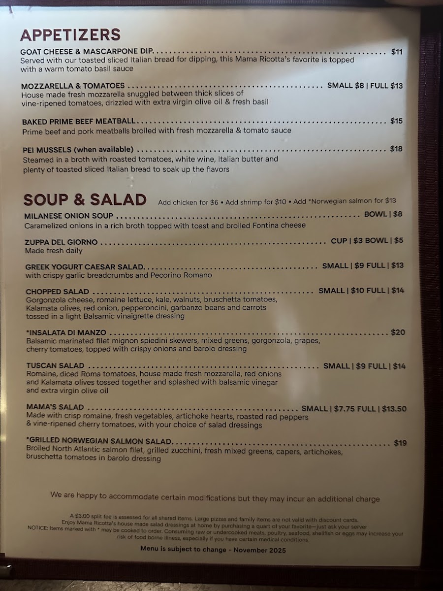 Mama Ricotta's Photo Menu 1