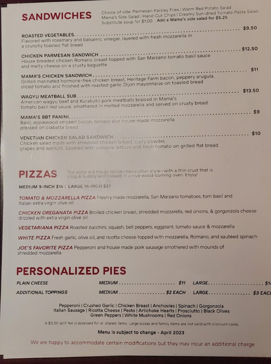Mama Ricotta's Photo Menu 7