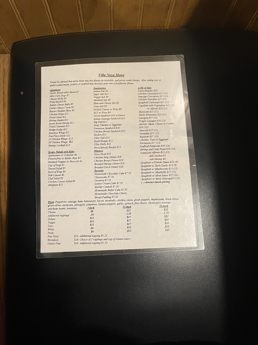 Villa Nova Ristorante Photo Menu 1