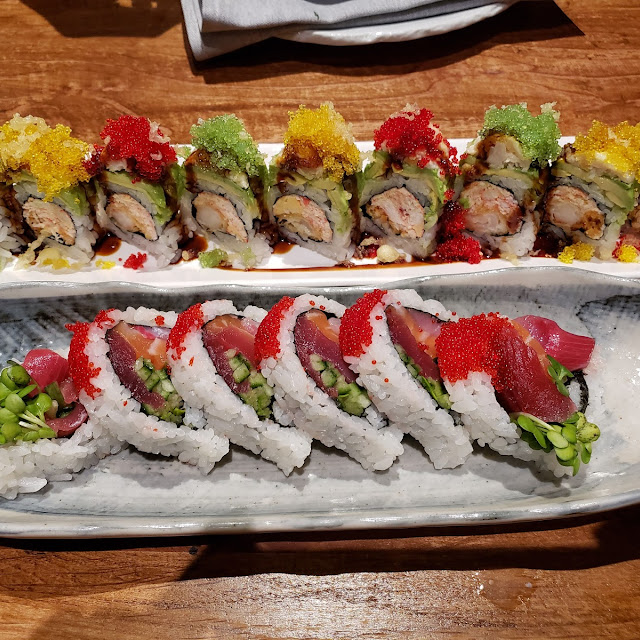 Spicy Crunchy Rainbow Roll and Fried California Roll