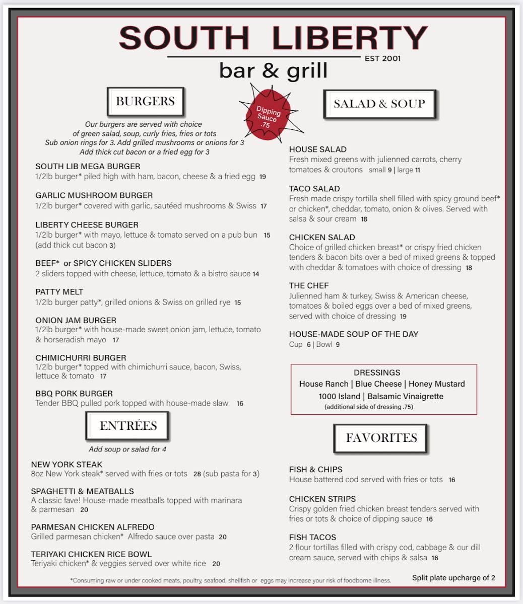 South Liberty Bar & Grill Photo Menu 1