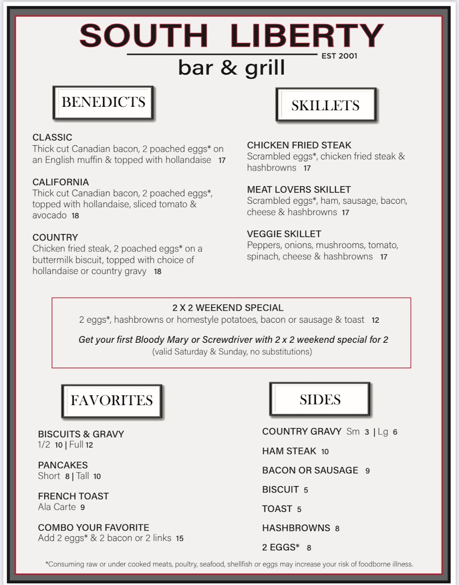 South Liberty Bar & Grill Photo Menu 2