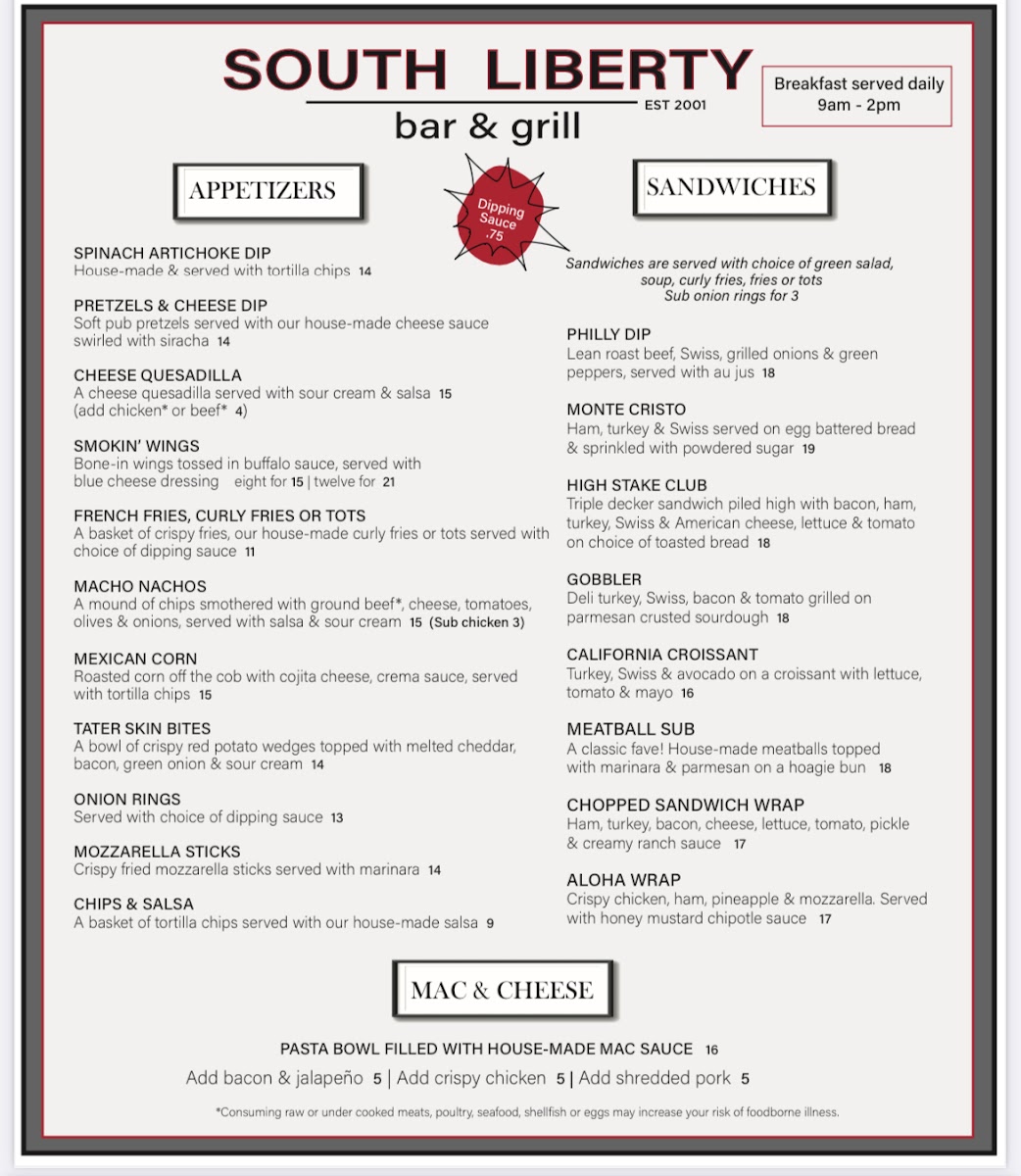 South Liberty Bar & Grill Photo Menu 4