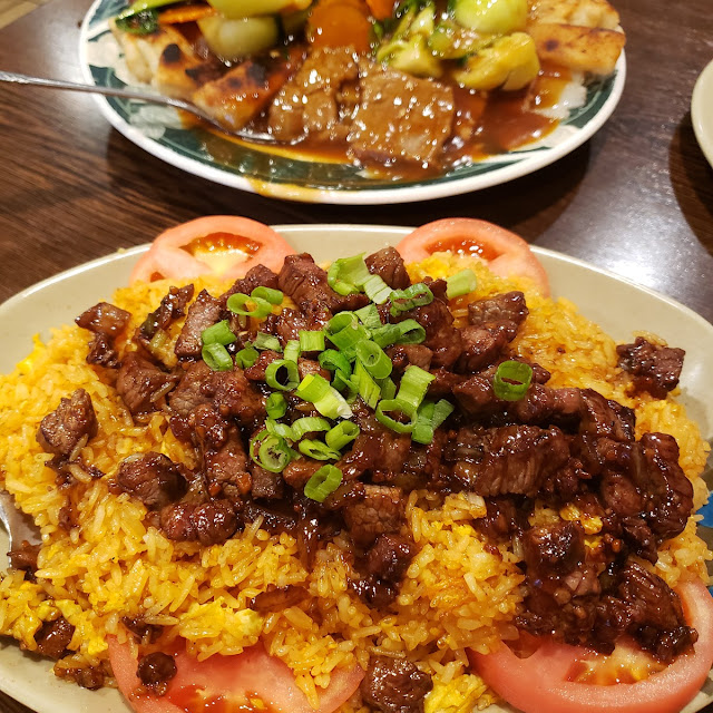 Beef Cubes over Tomato Rice