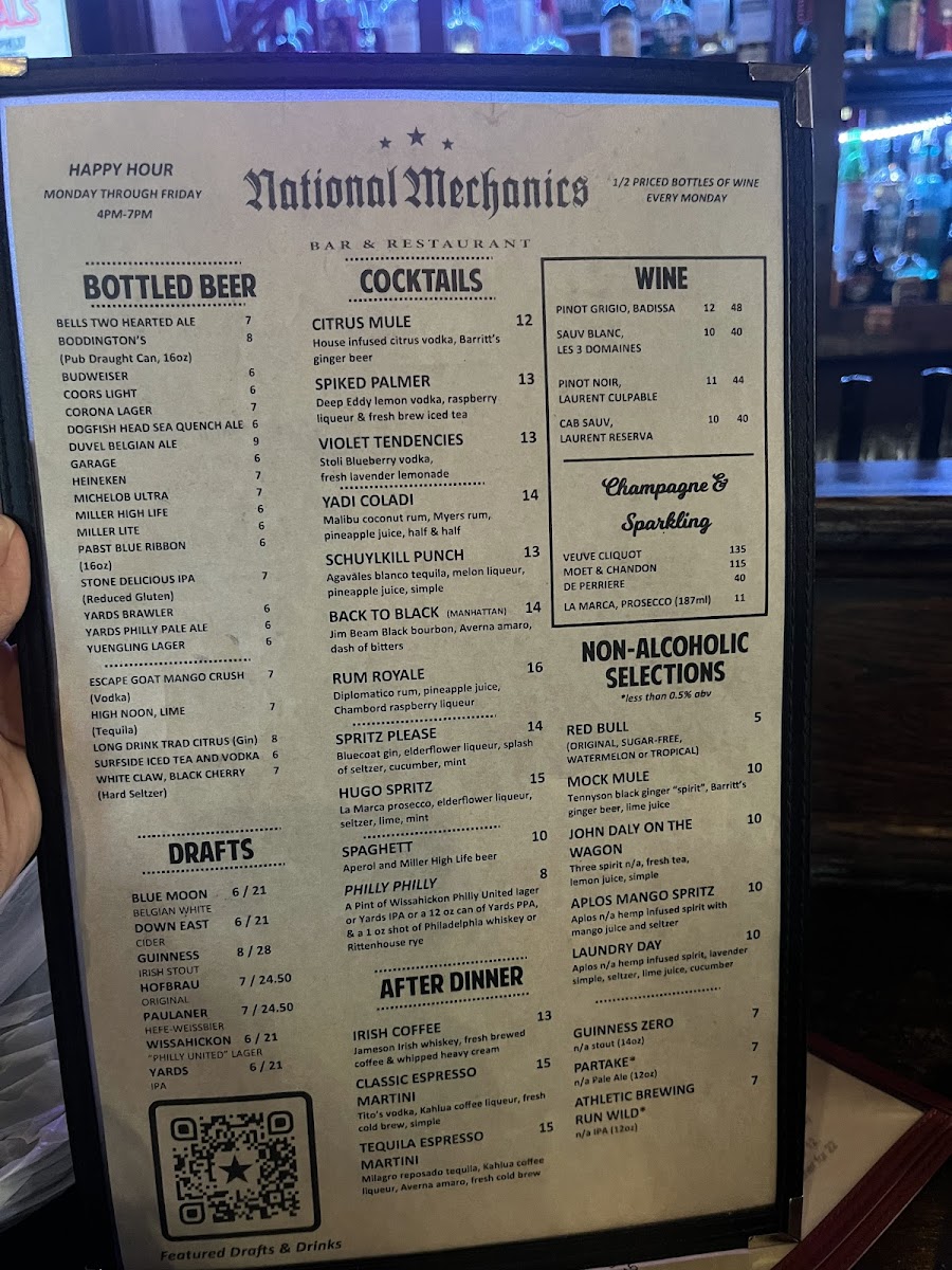 National Mechanics Bar and Restaurant Photo Menu 2