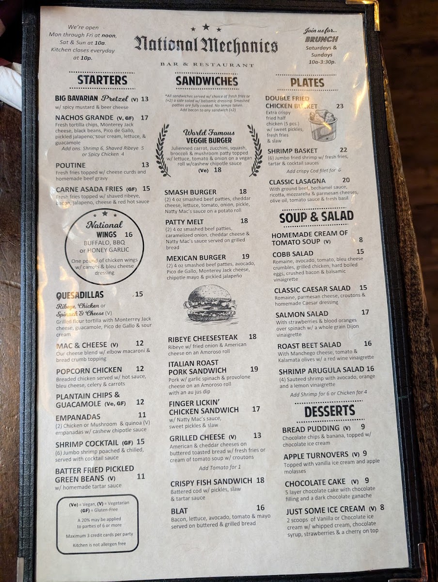 National Mechanics Bar and Restaurant Photo Menu 3