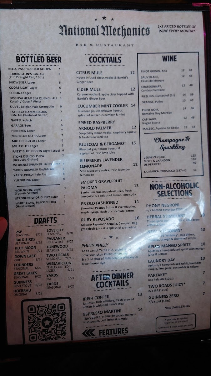 National Mechanics Bar and Restaurant Photo Menu 7