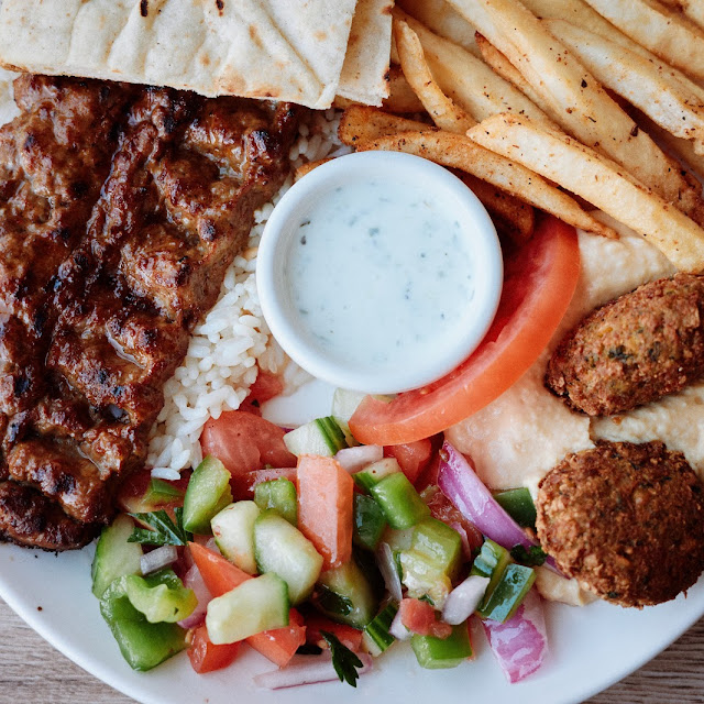 Lamb Gyro and Falafel Platter