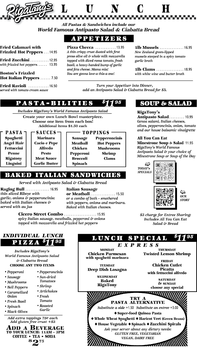 RigaTony's Authentic Italian Restaurant Photo Menu 2