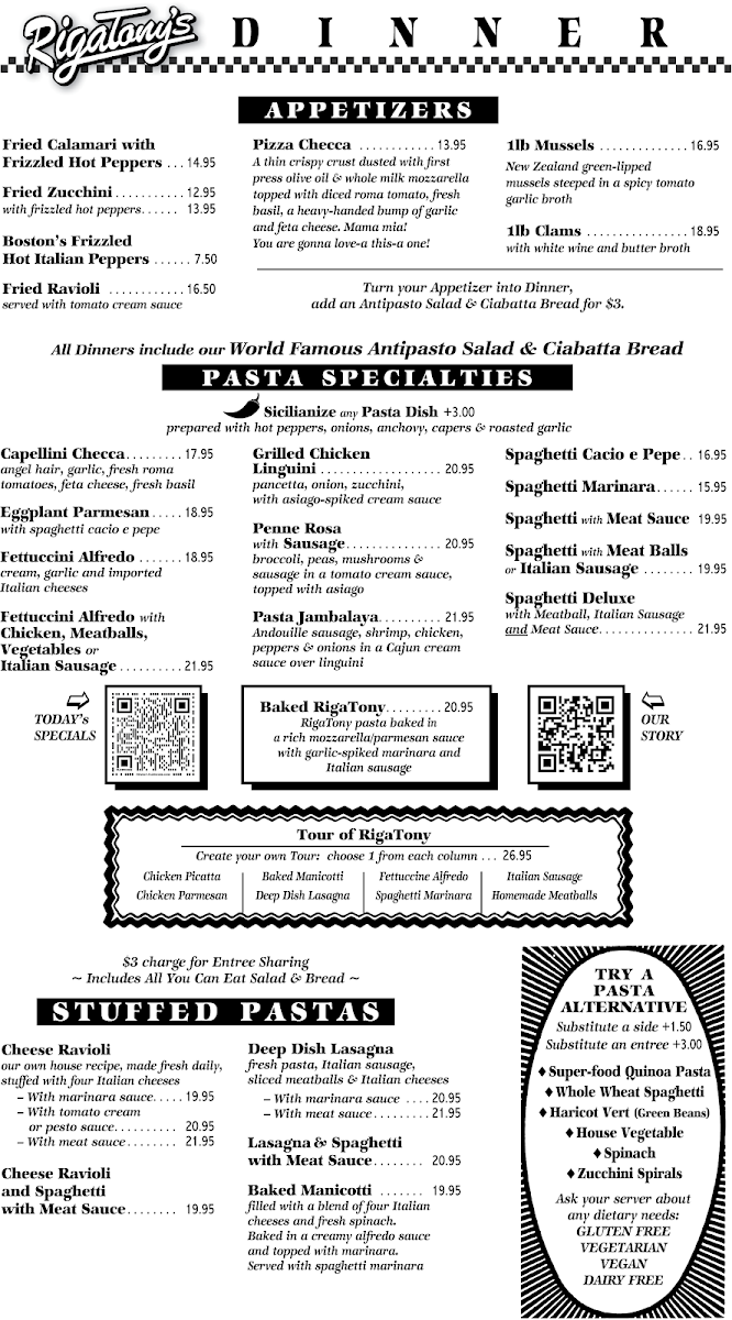 RigaTony's Authentic Italian Restaurant Photo Menu 3