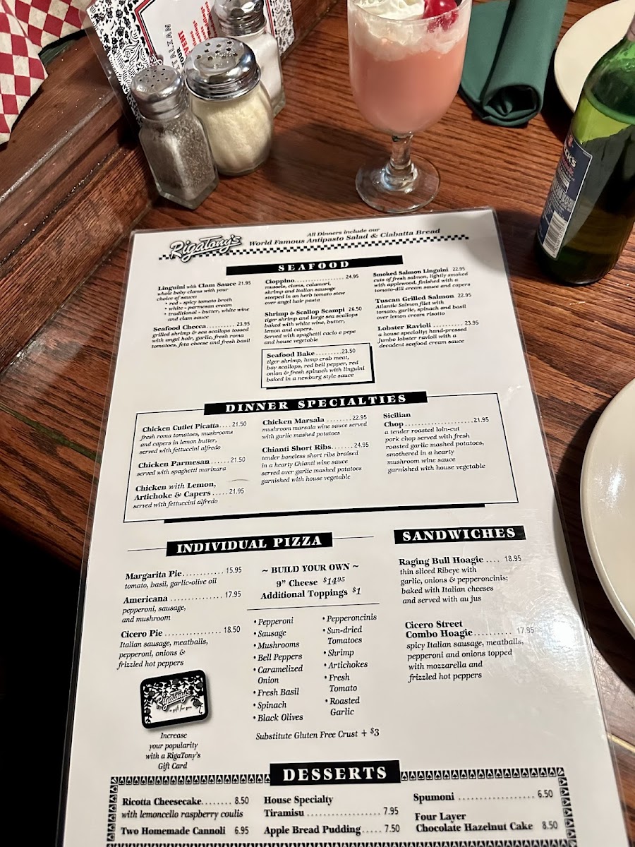RigaTony's Authentic Italian Restaurant Photo Menu 6