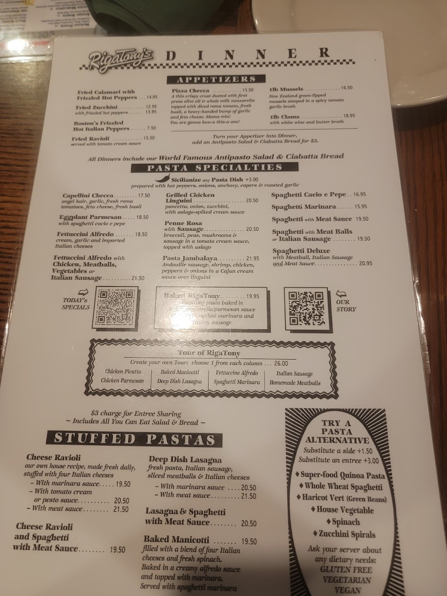 RigaTony's Authentic Italian Restaurant Photo Menu 7