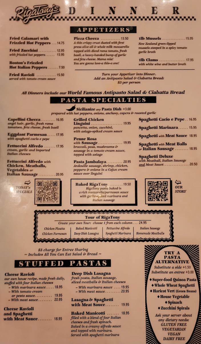 RigaTony's Authentic Italian Restaurant Photo Menu 9