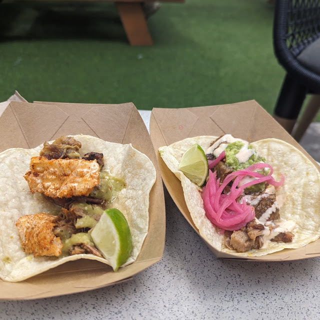 Brisket Taco and Shrimp Taco